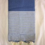 Fouta Nid D'Abeille Rayée (Bleu marine)